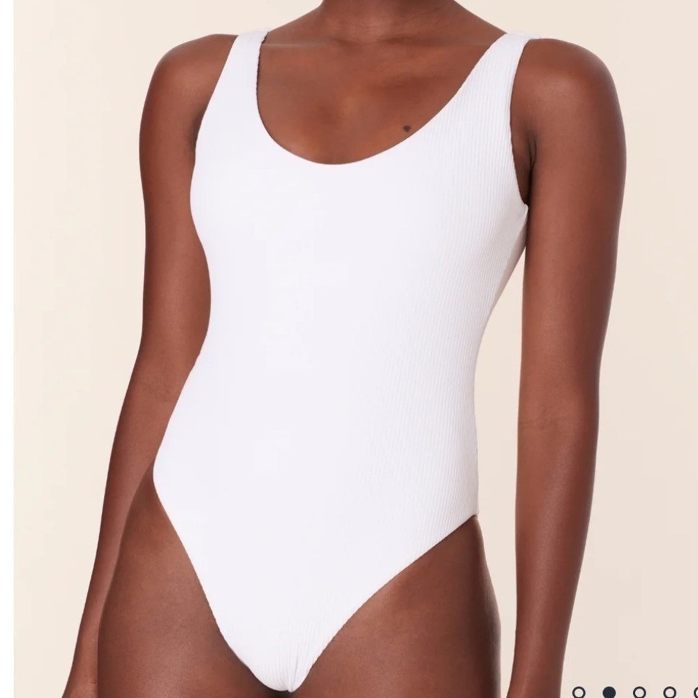 Andie‎ The Ibiza One Piece Rib Swimsuit White size M NWT